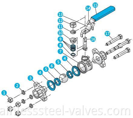 3pc socket welded stainless steel ball valve